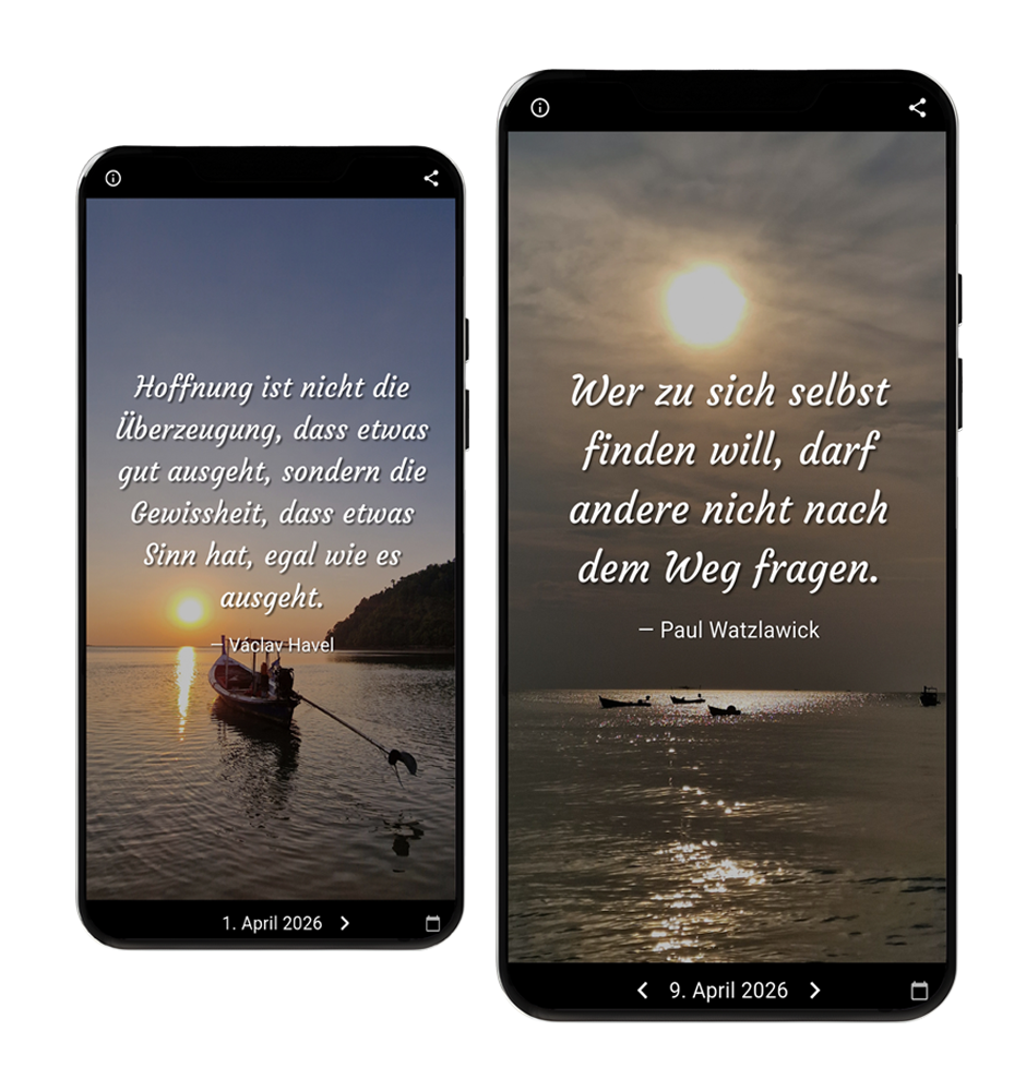 2 Sceenshots der WIZDOM 4 TODAY App